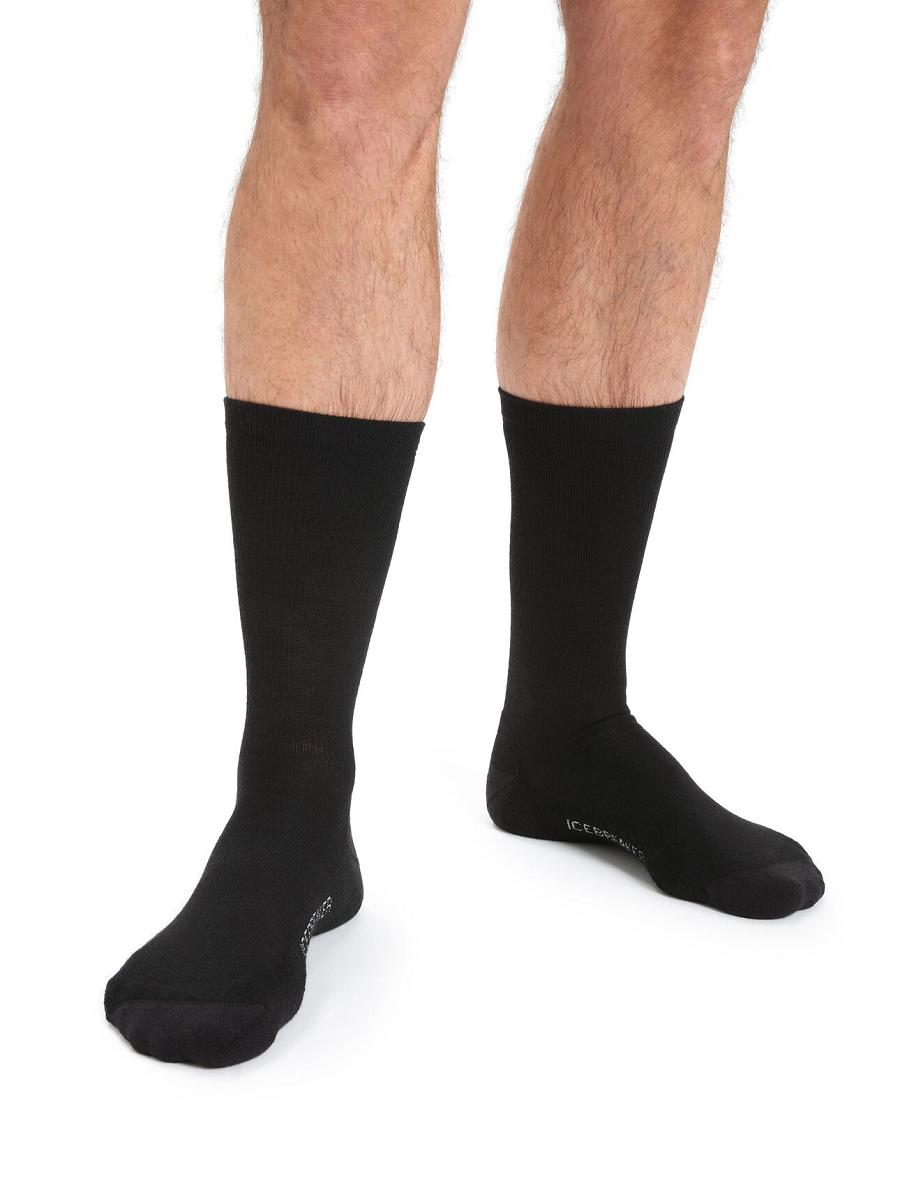 Men\'s Icebreaker Merino Lifestyle Light Crew Socks Black | CA 1899BEXC